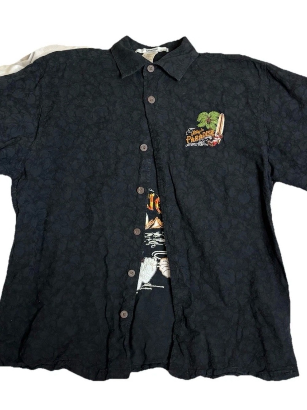 Disney Parks Mickey In Paradise Button Up Hawaiian Shirt L Embroidered